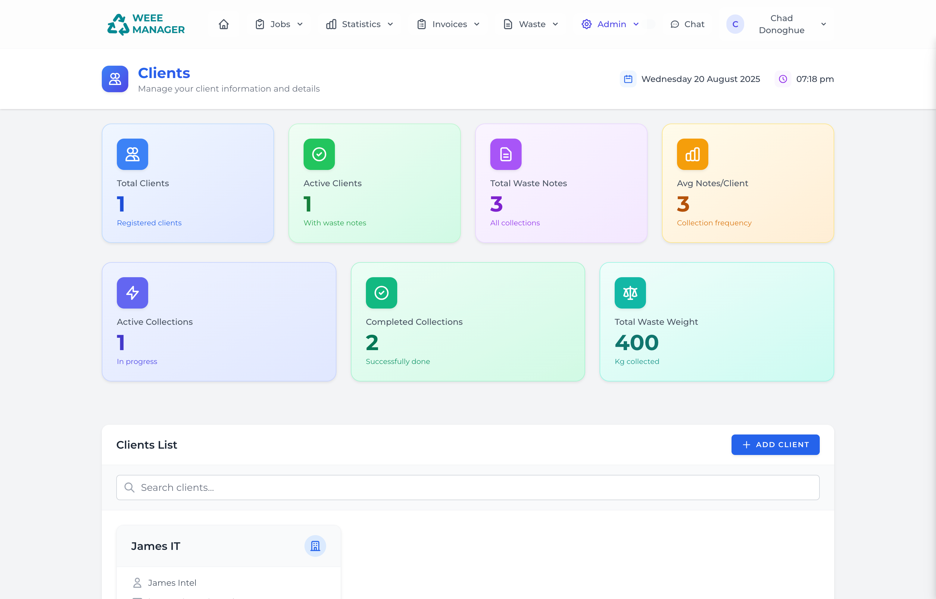 Client Management Interface